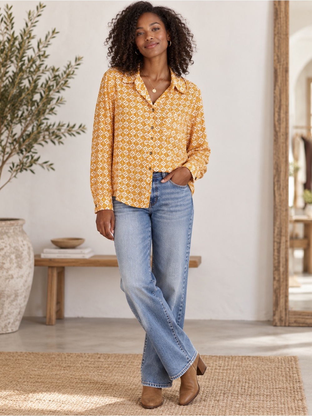 Maeve by Anthropologie Orange & White LS shirt - Sz 8